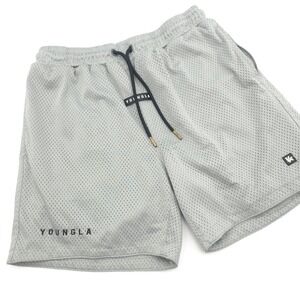 YoungLA Mens Mesh Gym Shorts Gray Athletic Bodybuilding 5 Inch Inseam Medium